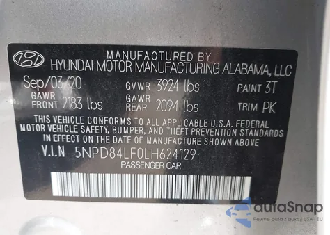 2020 Hyundai Elantra Value Edition from USA, damaged, VIN 5NPD84LF0LH624129